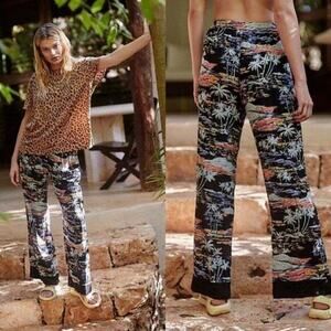 NWT Free People Blue Lagoon Palazzo Lounge Pants. Black Combo Sz XS